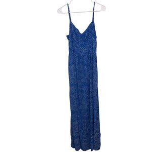 Hollister bow tie Blue Sleeveless Maxi Dress Geometric Print & Spaghetti Straps